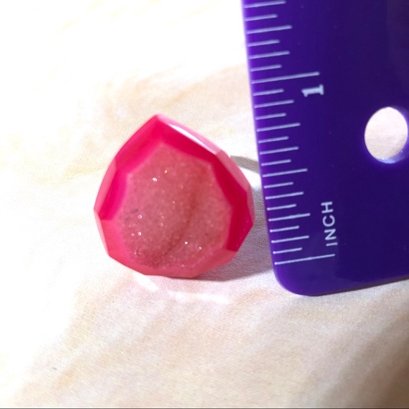 Neon Red Druzy Quartz and Sterling silver ring. - Picture 4 of 6